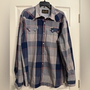 Howler Brothers Shirt Mens XL H Bar B Snapshirt Pearl Snap Vented Plaid Western